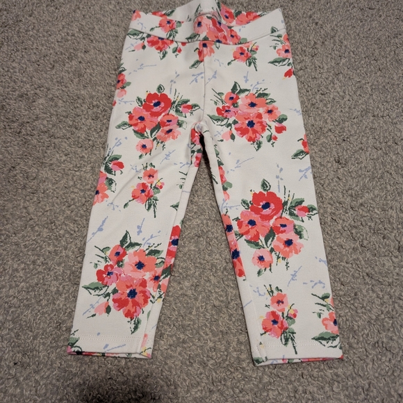 Janie and Jack Floral Print Jeggings - White and Pink - Picture 1 of 3